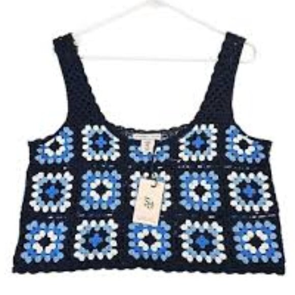 Sincerely Yours XS Crochet Granny Square Crop Top - Picture 1 of 8